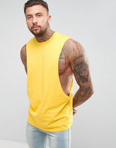 Удлиненная майка с глубокими проймами ASOS - Желтый