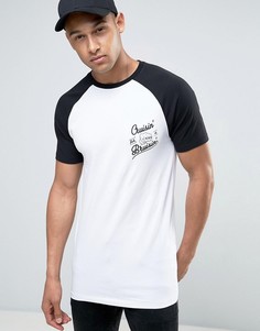 Облегающая удлиненная футболка с принтом ASOS - Белый