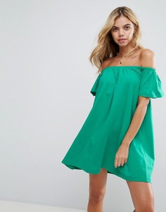 Платье мини с открытыми плечами ASOS - Зеленый