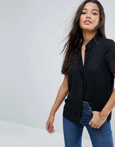 Блузка с короткими рукавами и прозрачными вставками ASOS - Черный