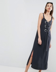 Платье макси с люверсами ASOS - Серый