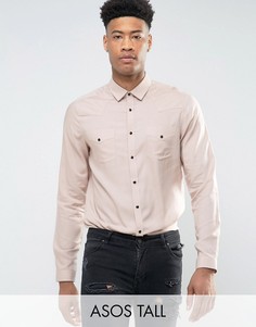 Розовая вискозная рубашка классического кроя ASOS TALL - Розовый