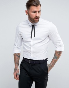 Узкая атласная рубашка с галстуком и розой ASOS - Белый