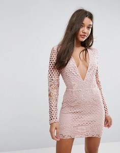 Кружевное облегающее платье Missguided - Бежевый