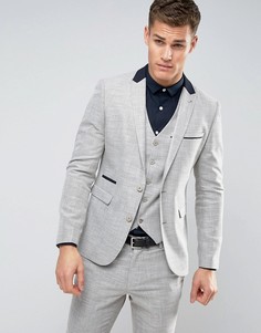 Светло-серый пиджак скинни с цветочным принтом на подкладке ASOS - Бежевый