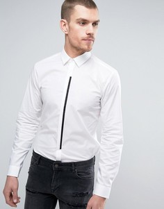 Белая узкая рубашка с контрастной планкой HUGO by Hugo Boss Emac - Белый