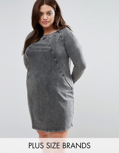 Джинсовое платье-футляр с молнией и эффектом кислотной стирки Junarose - Серый