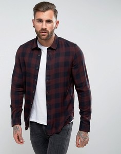 Коричневая рубашка из вискозы классического кроя в клетку ASOS - Коричневый