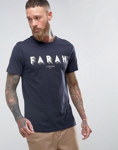 Темно-синяя узкая футболка с логотипом Farah Haven - Темно-синий