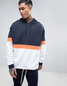 Oversize-худи со вставками темно-синего цвета ASOS - Темно-синий