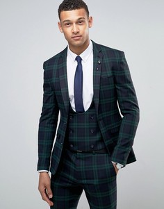 Суперузкий пиджак в крупную клетку ASOS - Зеленый