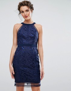 Кружевное платье-футляр с отделкой Chi Chi London - Темно-синий