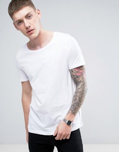 Удлиненная футболка с овальным вырезом ASOS - Белый