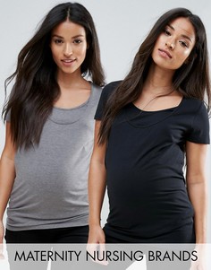 Набор из 2 топов с короткими рукавами для беременных и кормящих Mamalicious - Мульти Mama.Licious