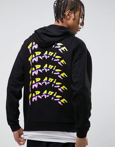 Худи свободного кроя с принтом на спине ASOS - Черный