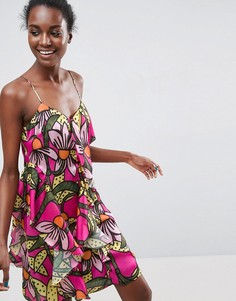 Платье с оборками и тропическим цветочным принтом ASOS Made In Kenya - Мульти