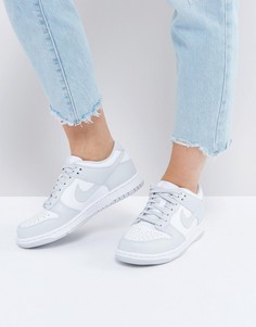Серые низкие кроссовки с белыми вставками Nike Dunk - Белый