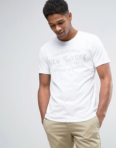 Белая футболка с флоковым логотипом Abercrombie &amp; Fitch - Белый