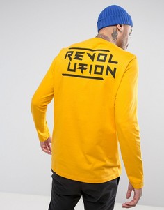 Длинный лонгслив с текстовым принтом на спине ASOS - Оранжевый