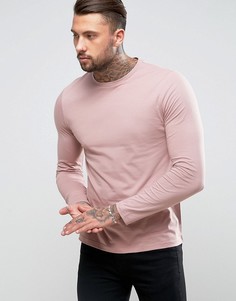 Розовый лонгслив стандартного кроя ASOS - Розовый