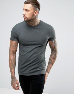 Зеленая обтягивающая футболка с круглым вырезом ASOS - Зеленый