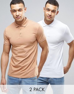 2 обтягивающие футболки-поло ASOS - СО СКИДКОЙ - Мульти