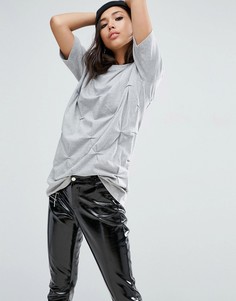 Свободная футболка с защипами ASOS - Серый