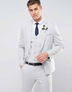Серый пиджак скинни с ровным краем ASOS WEDDING - Серый