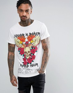 Удлиненная футболка с принтом Liquor &amp; Poker - Серый
