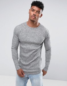 Удлиненный облегающий лонгслив в рубчик ASOS - Серый