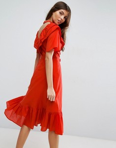 Платье миди с открытой спиной ASOS Prairie - Красный