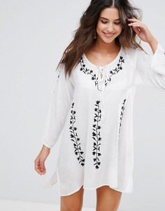 Монохромная пляжная накидка с вышивкой Liquorish - Белый