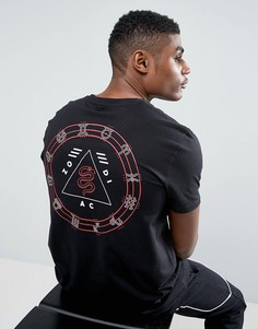 Длинная футболка с принтом знаков зодиака на спине ASOS - Черный