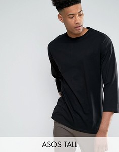 Oversize-лонгслив с рукавами 3/4 ASOS TALL - Черный