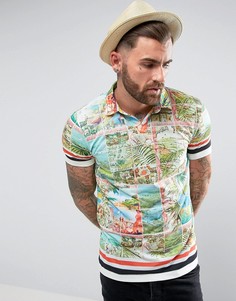 Свободное поло с отложным воротником и принтом ASOS - Мульти