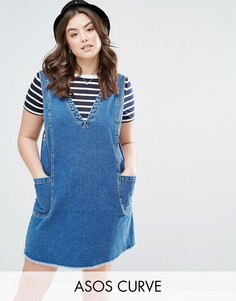 Джинсовое платье мини винтажного синего цвета ASOS CURVE - Синий