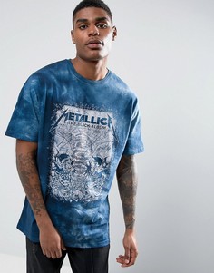 Oversize-футболка с заниженной линией плеч и принтом Metallica ASOS - Синий