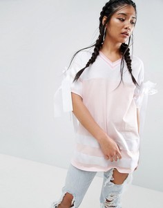 Oversize-футболка с контрастными полосами и бантиками ASOS - Мульти