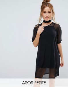Сетчатое платье-футболка ASOS PETITE - Черный