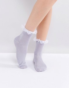 Носки с отделкой из органзы и искусственного жемчуга ASOS - Фиолетовый