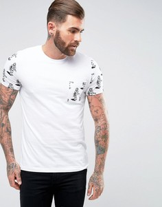 Футболка с принтом на рукавах и кармане ASOS - Белый
