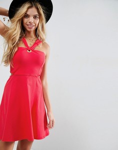 Платье мини с вырезами и люверсом ASOS - Красный