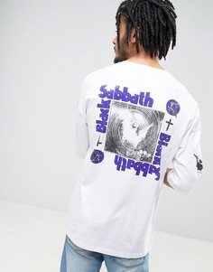 Свободная футболка с принтом Black Sabbath и рукавами до локтя ASOS - Белый