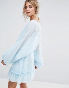 Платье мини с пышными рукавами Boohoo - Синий