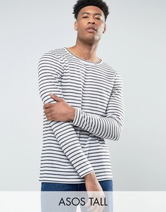 Свободный лонгслив в полоску ASOS TALL - Белый