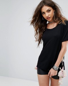 Футболка с завязками по бокам PrettyLittleThing - Черный
