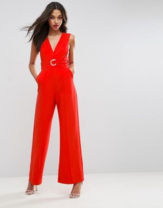 Комбинезон без рукавов с запахом и большим люверсом ASOS Tailored - Красный