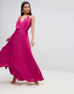 Платье макси с плиссированной юбкой ASOS - Розовый