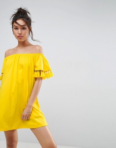 Сарафан с открытыми плечами и декоративными кисточками ASOS - Желтый