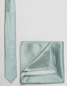 Галстук и платок для нагрудного кармана мятного цвета ASOS - Зеленый